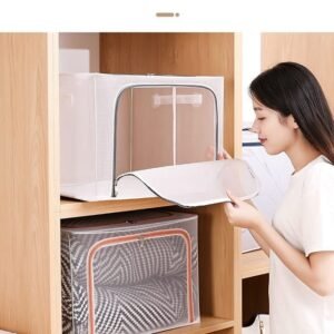 Foldable 100L extra large storage bag with transparent window and stainless steel frame