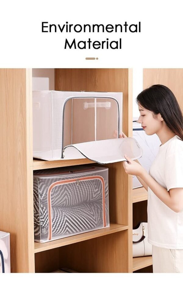 Foldable 100L extra large storage bag with transparent window and stainless steel frame