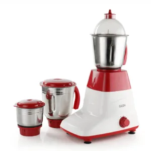 Glen 500W mixer grinder in red with 3 stainless steel jars